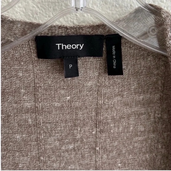 Theory Torina Rib Wool Linen Open Front Long Duster Cardigan - Picture 7 of 8